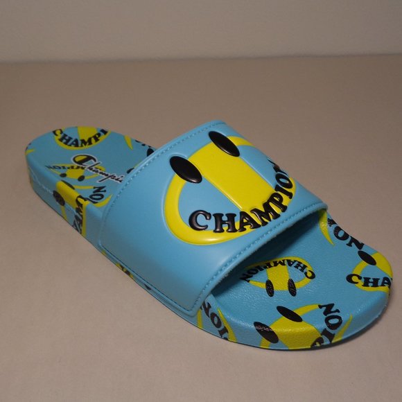 Champion Size 9 M IPO SMILE Aqua Yellow Slide Sandals New Men\'s Shoes main image 5